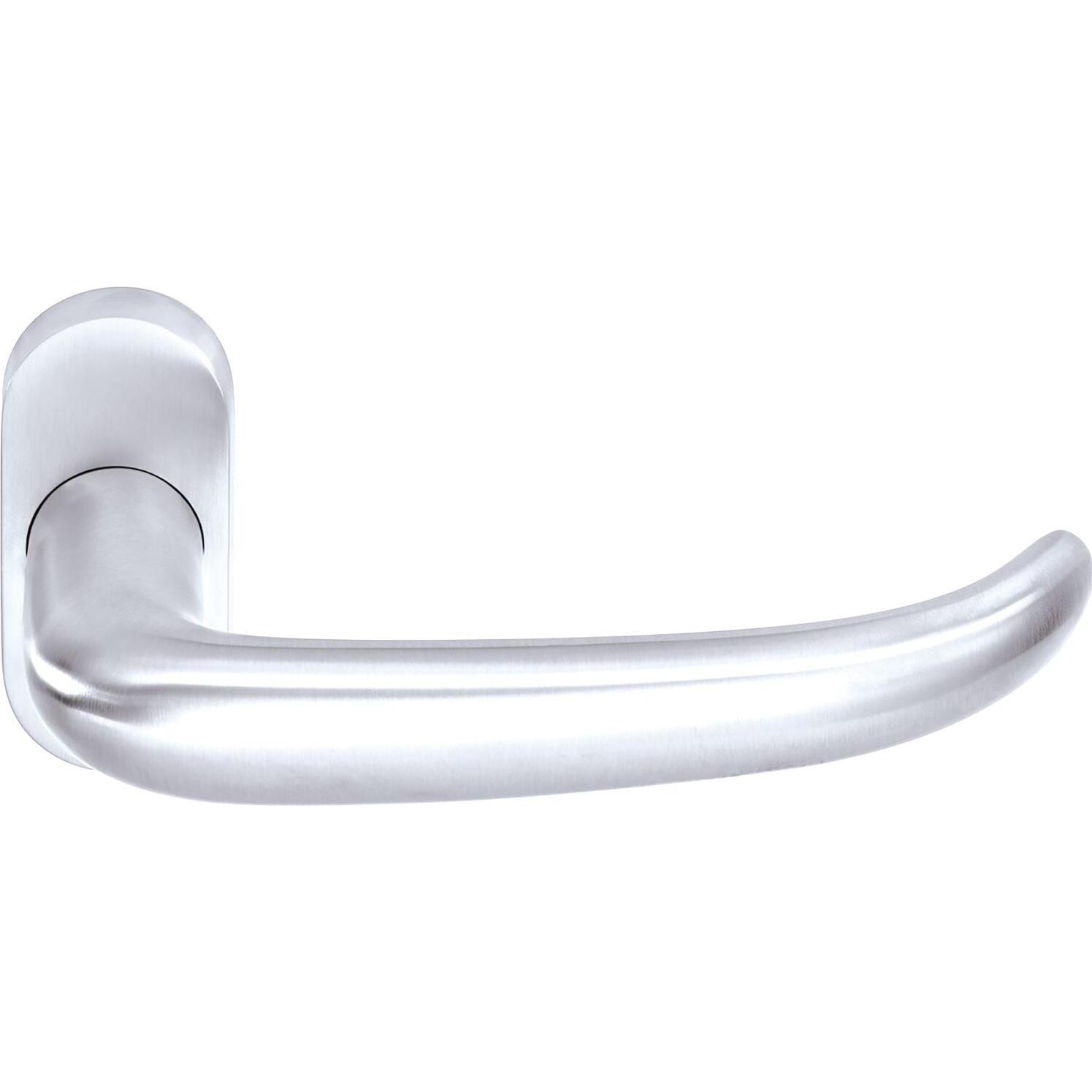 Ogro, Türgriff + Fenstergriff, Drückerlochteil PREMIUM 8999/6620 - mit Rosette, Alu silber eloxiert (Türgarnitur)