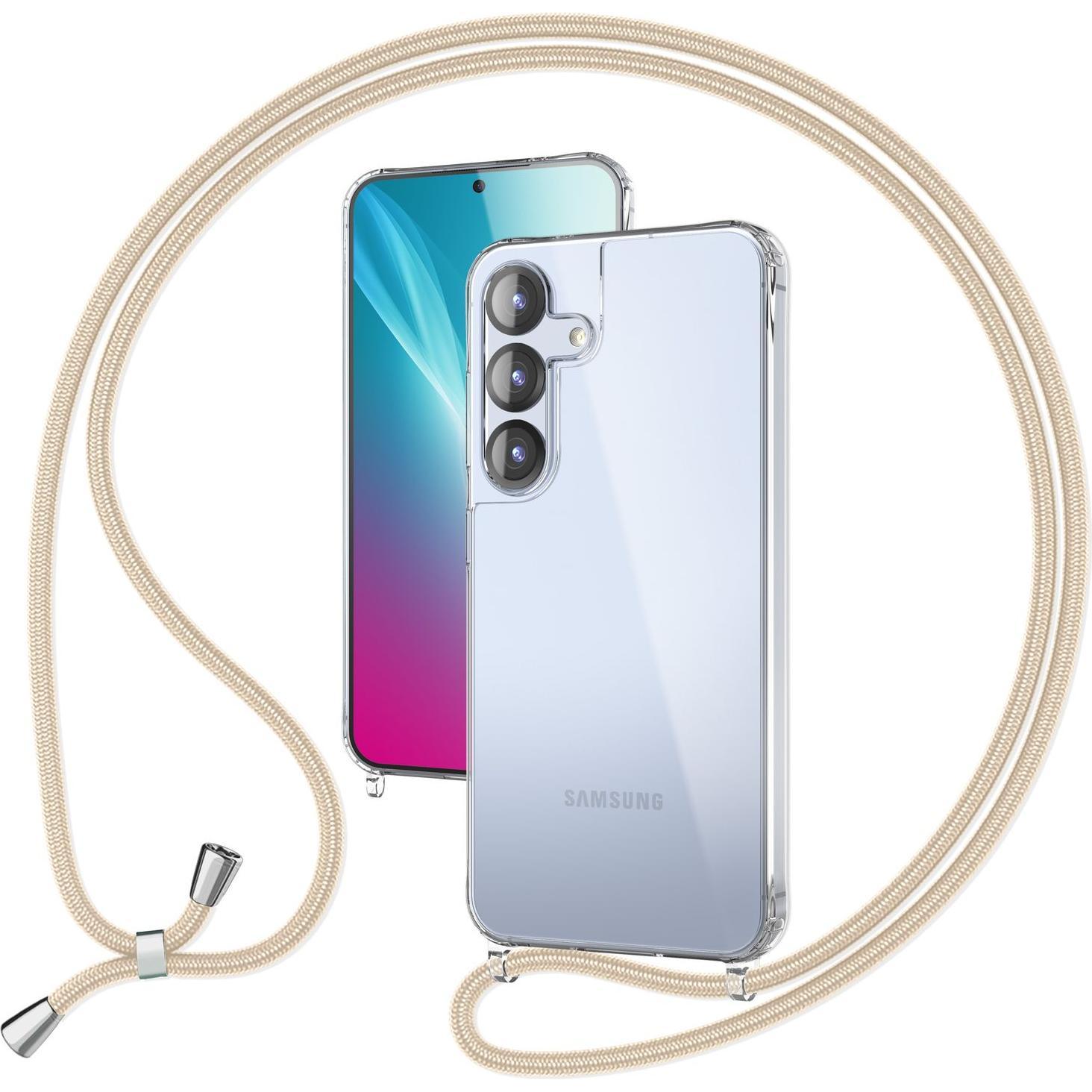 Nalia Hangit - Klare Hülle mit Band zum Umhängen - Crossbody Lanyard Hardcover, Handykette, Beige