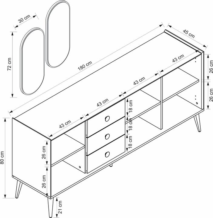 Image du produit Skye Decor Mitra (180 x 45 x 80 cm)