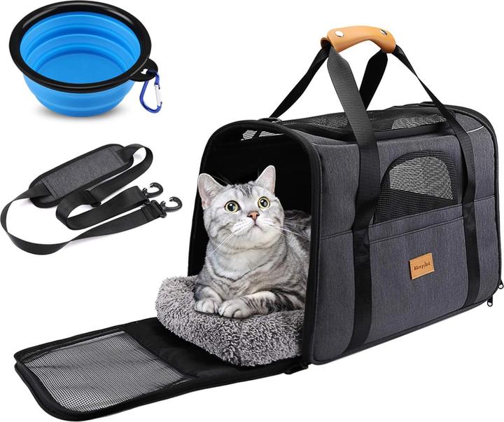 Morpilot Hundetasche (43x30x33 cm, Schwarz) (Katze, Kleintier, Atmungsaktiv, Faltbar, Waschbar)