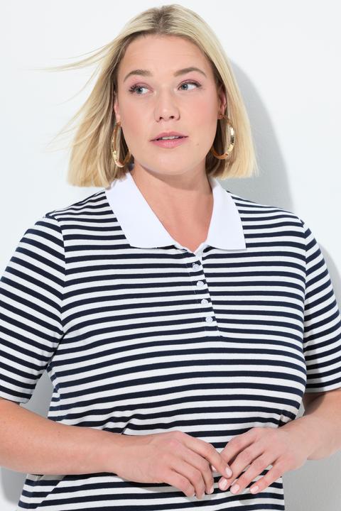 Immagine prodotto Ulla Popken Maglia polo in piqué dalla vestibilità classica con righe e mezze maniche (56)