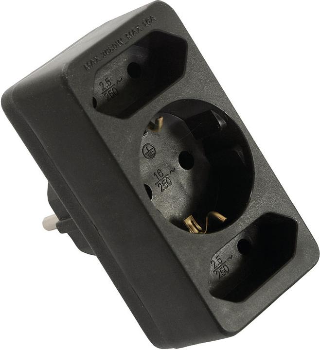 As - Schwabe Socket distributor 49112 Black (CEE 7/7, CEE 7/16, 3 x)