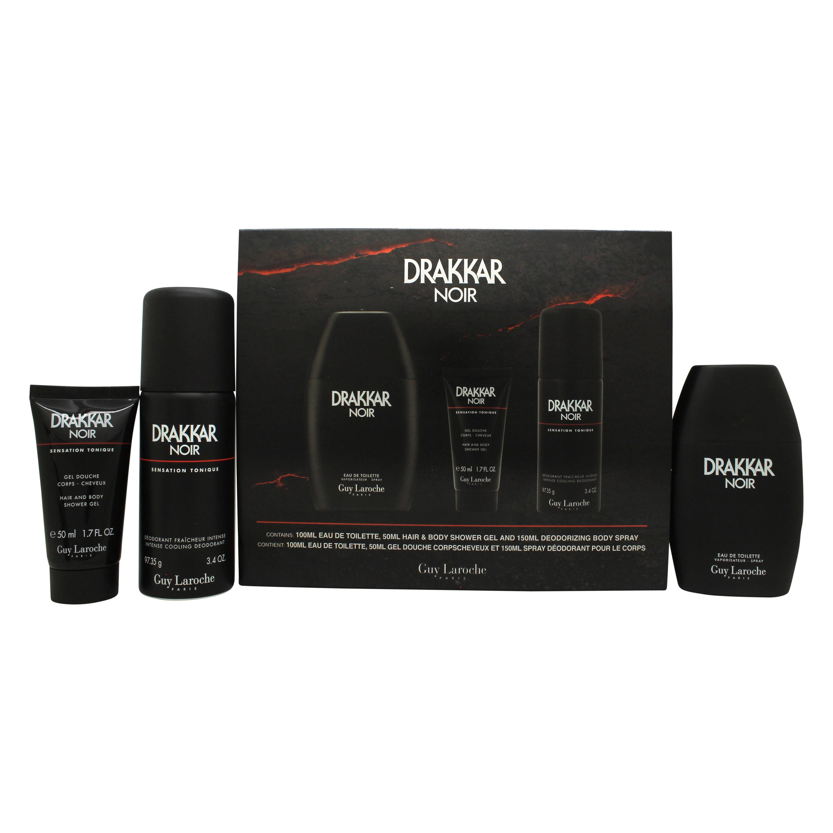 Guy Laroche, Schoonheidsgeschenkset, Drakkar Noir Geschenkset Van - 100ml Edt, 150ml Deodorant Spray, 50ml Douchegel