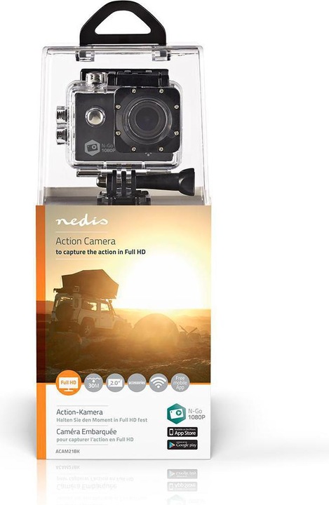 Produktbild Nedis Action Cam 1080p@30fps 12 MPixel Wasserdicht bis: 30.0 m 90 min WLAN App erhältlich für: Andro (30p, WLAN)