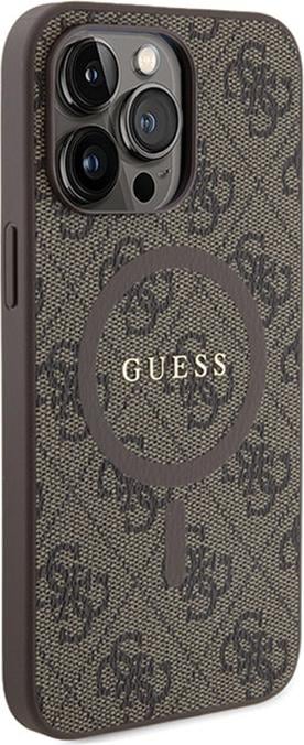 Produktbild Guess GUHMP15LG4GFRW iPhone 15 Pro 6.1" brązowy/brown hardcase 4G Collection Leather Metal Logo MagS (Apple iPhone 15 Pro)