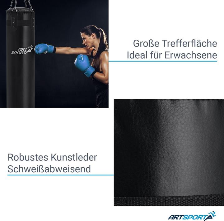 Image du produit Juskys Sac de frappe avec chaîne en acier et mousqueton (30 kg)