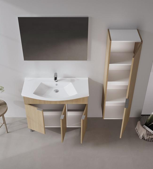 Produktbild Homitis Purus 100 Bathroom Cabinet With Sink & Mirror Set (2 Pieces)
