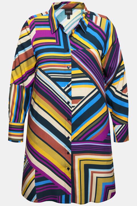 Actual product image Ulla Popken Mixed Stripe Long Sleeve Tunic Blouse (42, 44)