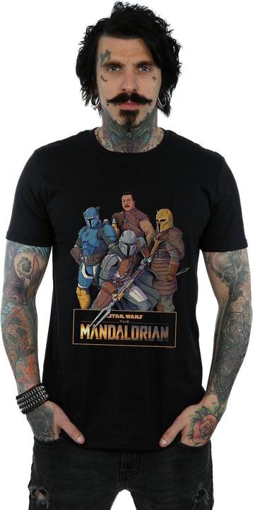 Actual product image Star Wars Mens The Mandalorian Character Collage T-Shirt (3XL)