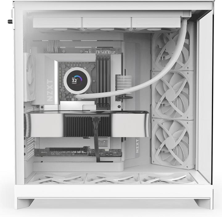 Productafbeelding NZXT H9 Flow (2025) All White Midi Tower ATX Gaming Gehäuse weiss mit Glasfenster (ATX, Mini-ITX, mATX)