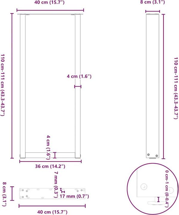 Actual product image vidaXL Bartischbein