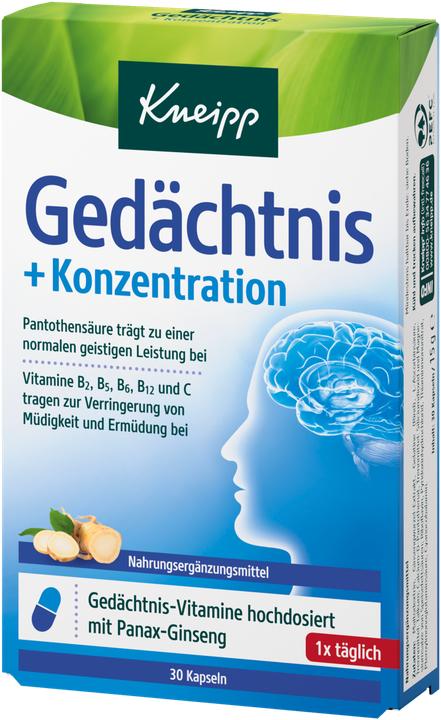 Produktbild Kneipp Gedächtnis + Konzentration (30 Stück, Kapseln, 15 g)