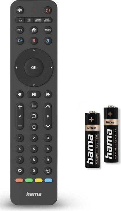 Produktbild Hama Universal-Fernbedienung TV, Infrarot, für 8 Geräte, lernfähig, App-Tasten (Universal Fernbedienung, Infrarot)