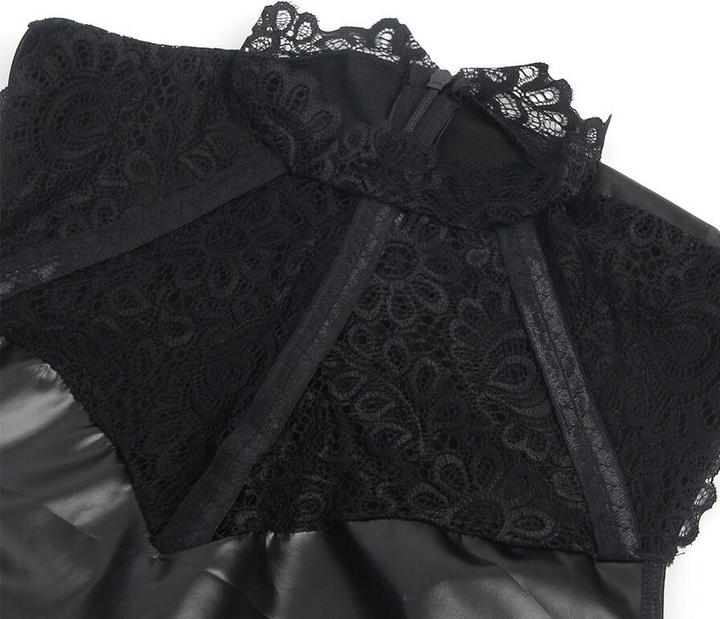 Produktbild Subblime - 957544 LEDERKLEID MIT SPITZENKRAGEN SCHWARZ S/M (S, M)