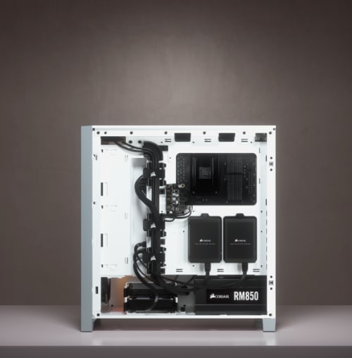 Actual product image Corsair iCUE 4000X RGB Mid-Tower White tempered glass case (ATX, mATX, Mini-ITX, E-ATX)