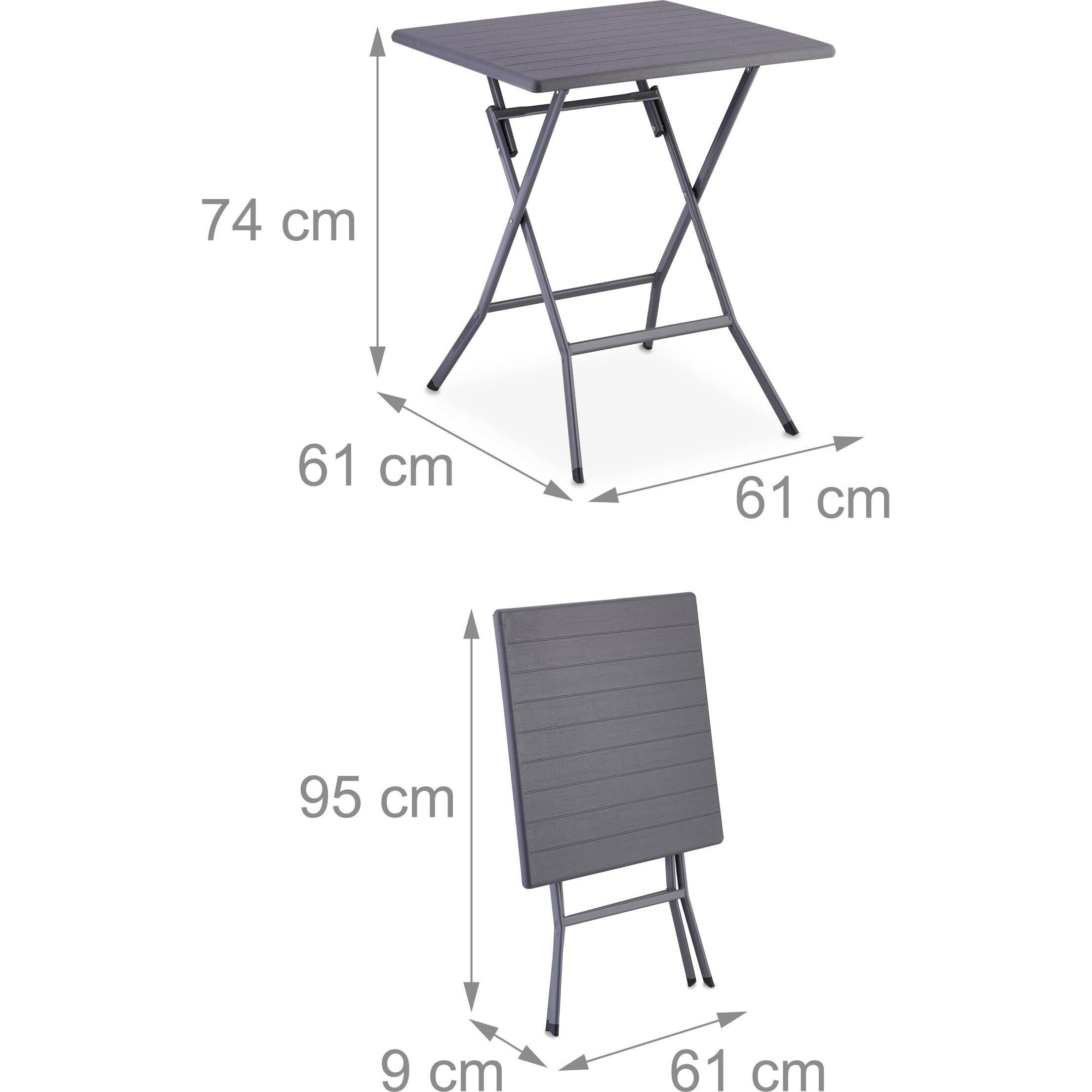Thumbnail - Relaxdays, Gartentisch + Balkontisch, 3-tlg. Balkonmöbel-Set (61 cm)