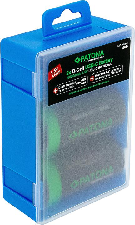 Immagine prodotto Patona Batteria ricaricabile premium 2X LR20 USB-C (Batteria della fotocamera)