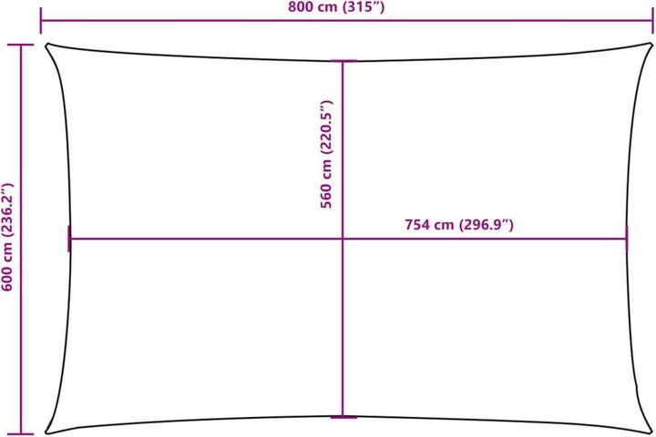 Produktbild vidaXL Sonnensegel (600 x 800 cm)