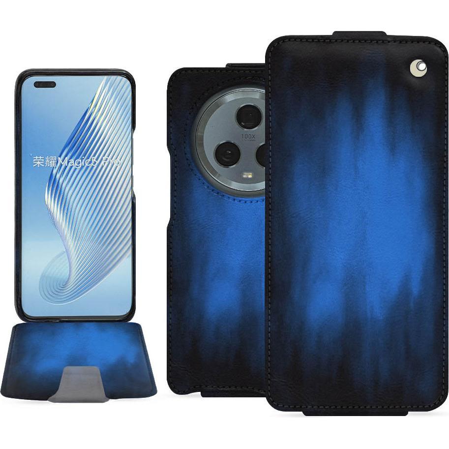 Noreve Lederschutzhülle vertikal (Honor Magic5 Pro), Smartphone Hülle, Blau