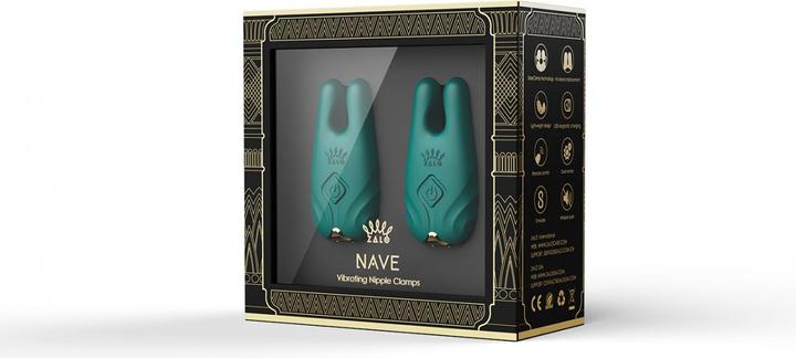 Zalo Nave Wireless Vibrating Nipple Clamps Turquoise Green