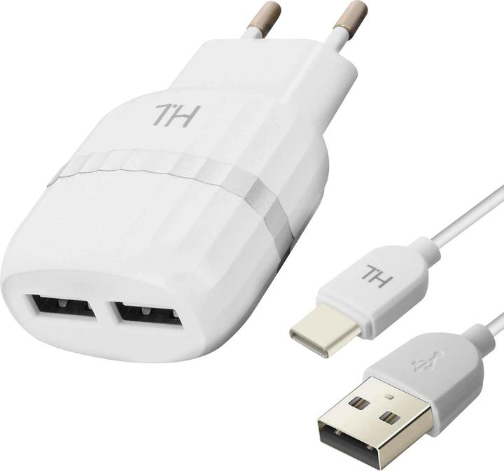 Produktbild Avizar Wand-Ladegerät mit 2x USB-Ports 2.4A + USB-C Ladekabel (12 W, 2 Ports)