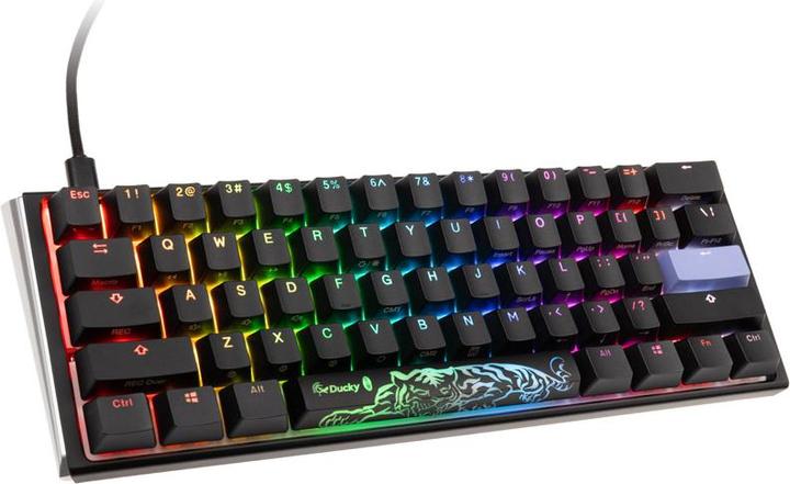 Actual product image Ducky One 3 Classic Black/White Mini Gaming Keyboard, RGB LED - MX-Speed-Silver (US) (US, Cable)