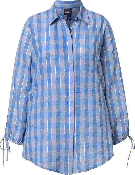 Produktbild Ulla Popken Karobluse, Glitzerstreifen, A-Linie, Hemdkragen, Langarm (58)