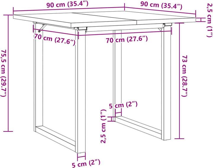 Image du produit vidaXL Esstisch (90 x 90 x 75.50 cm)