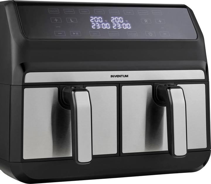 Produktbild Inventum GF800HLD - Dubbele airfryer - Heteluchtfriteuse - Inhoud 2 x 4 liter - Zwart/RVS