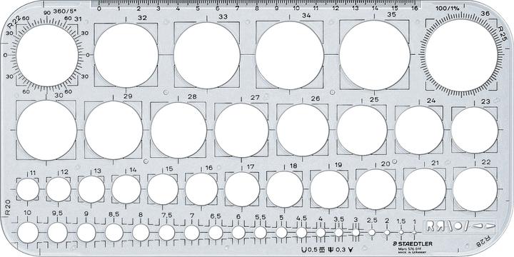 Immagine prodotto Staedtler Mars 576 01 F Sagoma per cerchi, cerchi da 1 a 36 mm Ø, 270 x 130 mm (345 mm)