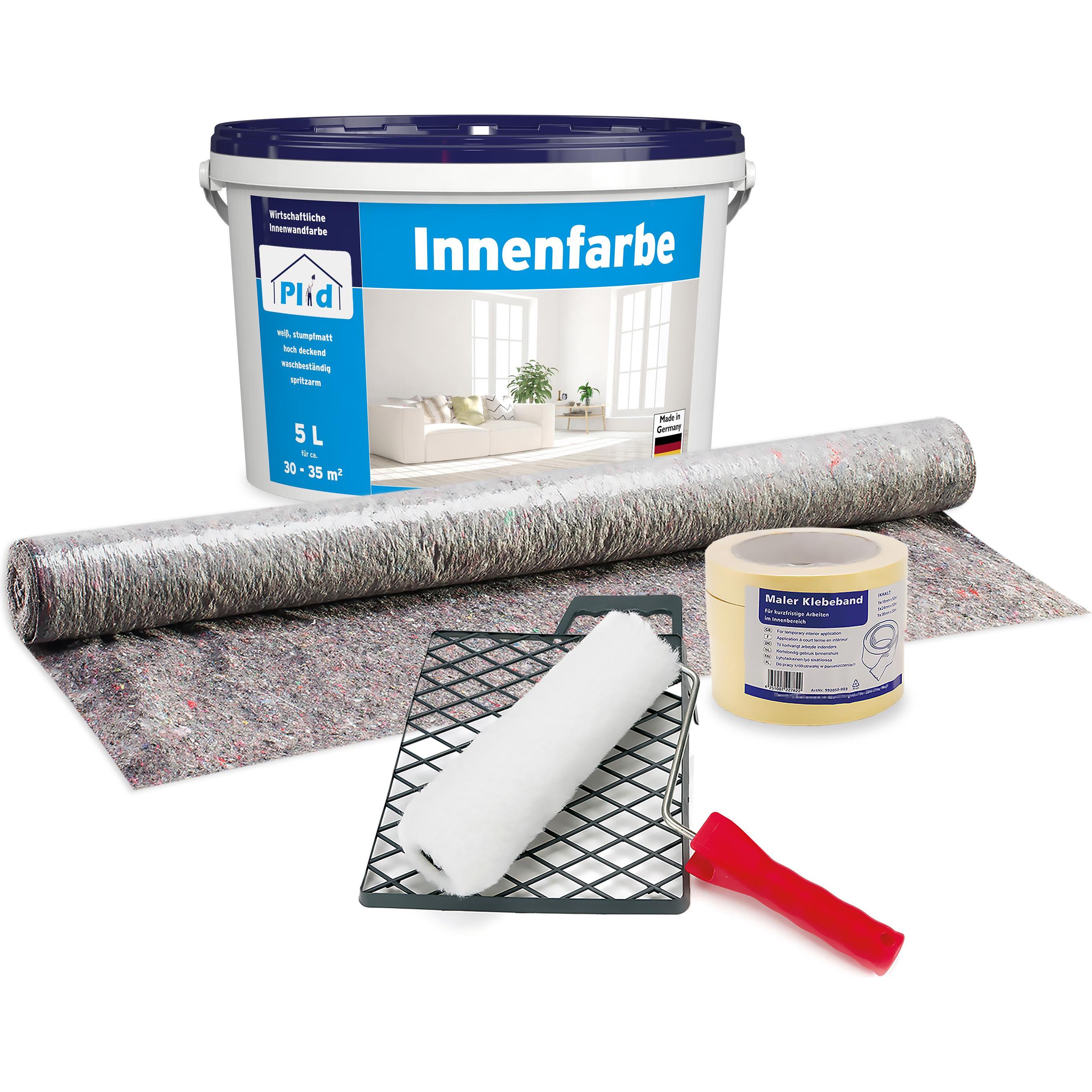 Plid, Wandfarbe + Spezialfarbe, Innenfarbe Set 5L Weiss Matt für ca. 30m² / Wandfarbe Deckenfarbe Farbe Hausfarbe (Weiss...