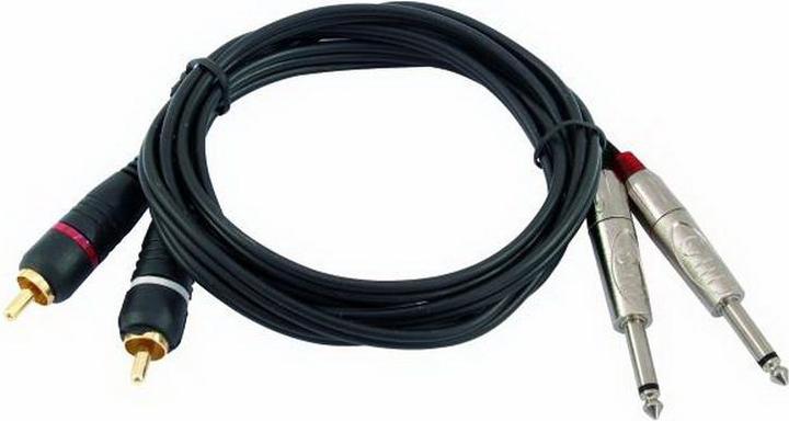 Actual product image Omnitronic Adapter cable 2xjack/2xRCA 3m sw (3 m, Cinch Cables)