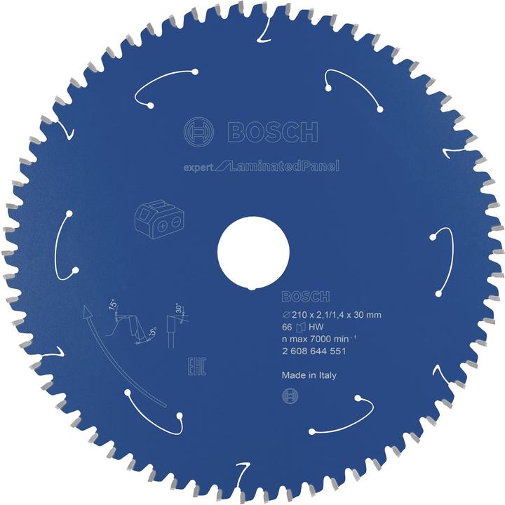 Immagine prodotto Bosch Professional Zubehör Lama circolare a batteria Expert per pannelli laminati, 210 x 2,1/1,4 x 30, 66 denti