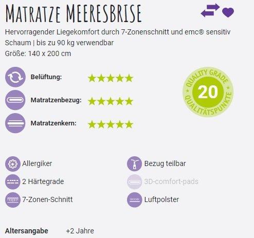 Actual product image Träumeland Mattress sea breeze 140x200cm
