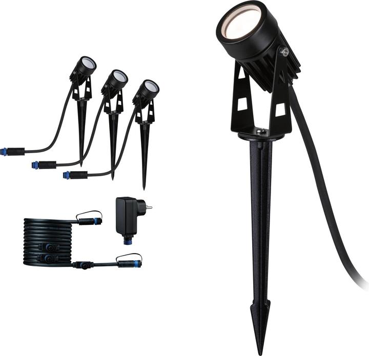 Productafbeelding Paulmann Plug & Shine starterset 3x LED spot met grondspies IP65 3x 3W 3x 150 lm 3000 K warm wit Hx (150 lm, IP65)
