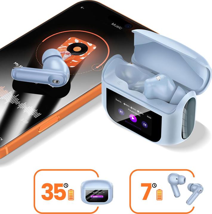 Produktbild Hoco Kabellose Kopfhörer Kabellose Ohrhörer mit Touchscreen TWS ANC ENC EQ21 blau (7 h, Kabellos)