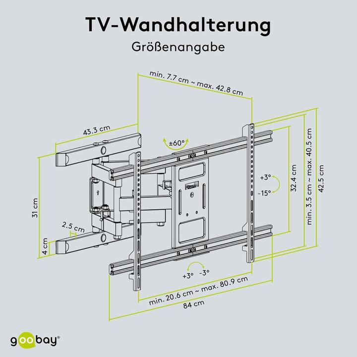 Actual product image Goobay Fullmotion Pro (Wall, 60 kg, 43" - 100")