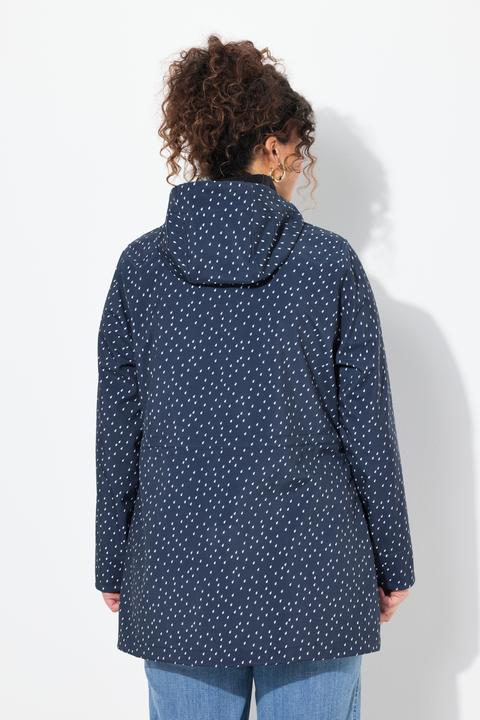 Image du produit Ulla Popken Veste longue Softshell imperméable, avec capuche, motif gouttes de pluie (46, 48)