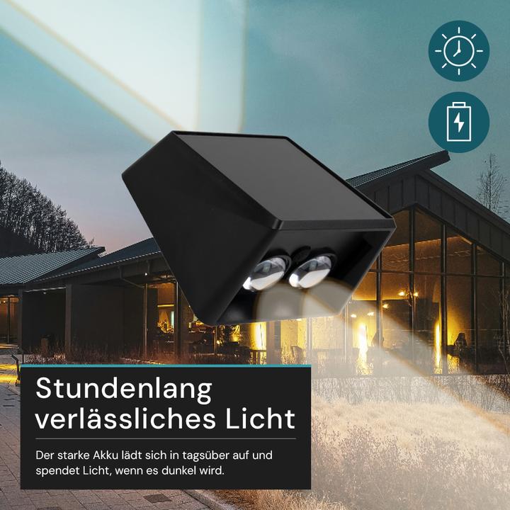 Produktbild Luxula Solar Wandleuchte Up/Down, 2-flg, CCT, IP54 (30 lm, IP54)