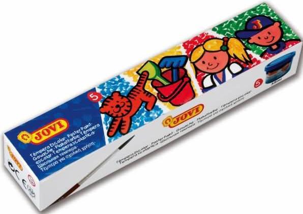 Actual product image Jovi Poster paint tempera school VE=5 tins of 35ml + brush (175 ml)