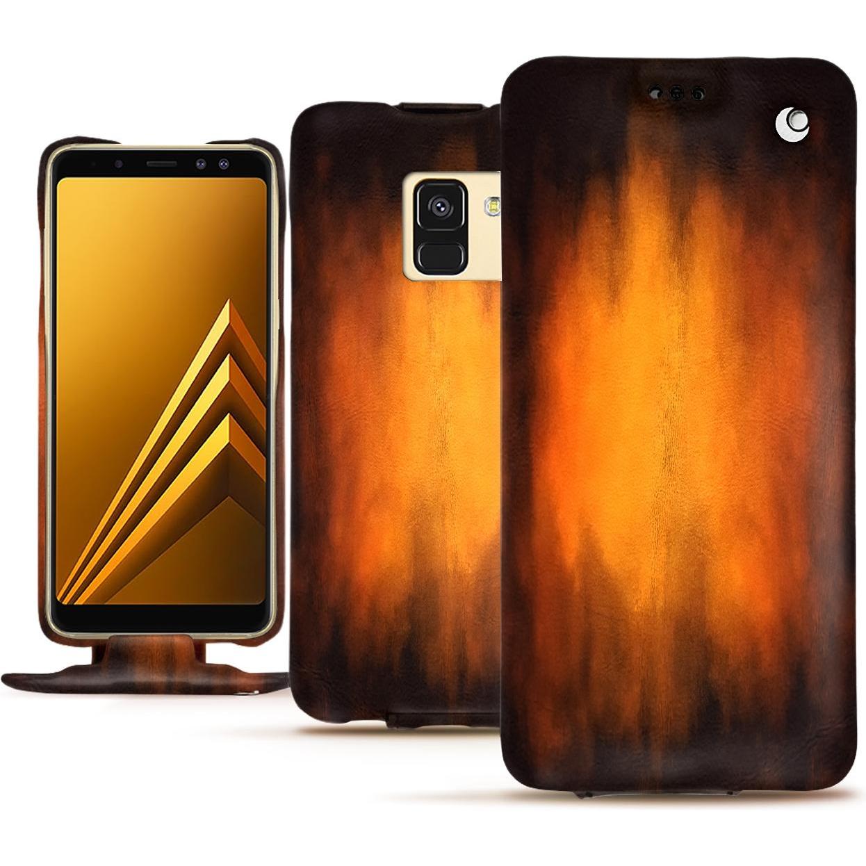 Noreve Lederschutzhülle vertikal (Samsung Galaxy A8 (2018)), Smartphone Hülle, Violett