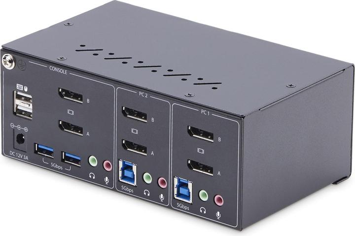 Produktbild StarTech COM 2-Port KVM Switch Dual Monitor DisplayPort 4K 60Hz 2x USB 3.0 2x USB 2.0 Hotkey/Druckta