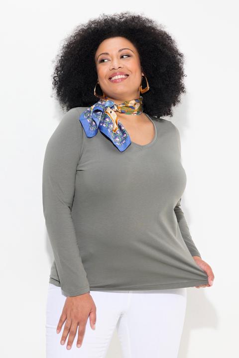 Produktbild Ulla Popken Shirt, Slim, V-Ausschnitt, Langarm (58)