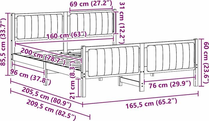 Image du produit vidaXL Plattformbettgestell (160 x 200 cm)