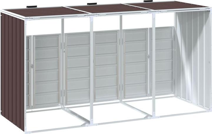 Image du produit vidaXL Abri pour poubelles 3 tonnes brun 216x81x115 cm acier