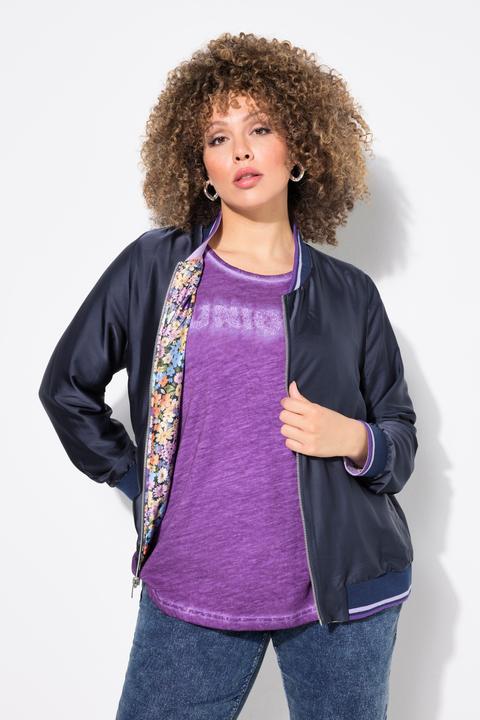 Actual product image Ulla Popken Reversible Floral Print College Collar Jacket (50, 52)