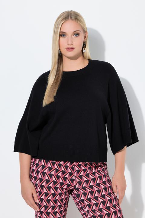 Produktbild Ulla Popken Pullover, kurz, Rundhalsausschnitt, 3/4-Arm (60)