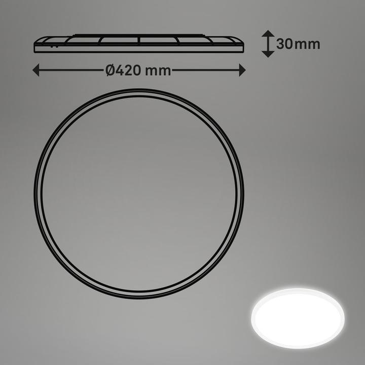 Image du produit Briloner Panneau LED ultra plat avec effet de rétroéclairage + Microwave, IP44, blanc (3000 lm)