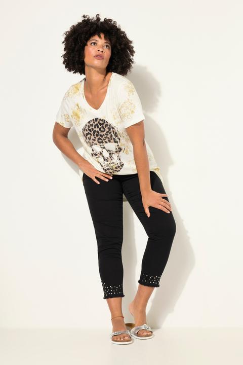 Actual product image Angel of Style Half-Sleeve V-Neck Leopard Print Skull T-Shirt (56)