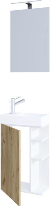 Produktbild VCM 3-tlg Badmöbel Set Gäste WC Gästebad Waschplatz Waschtisch klein schmal Lumia Spiegel